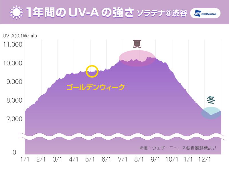 1年間の紫外線量グラフ